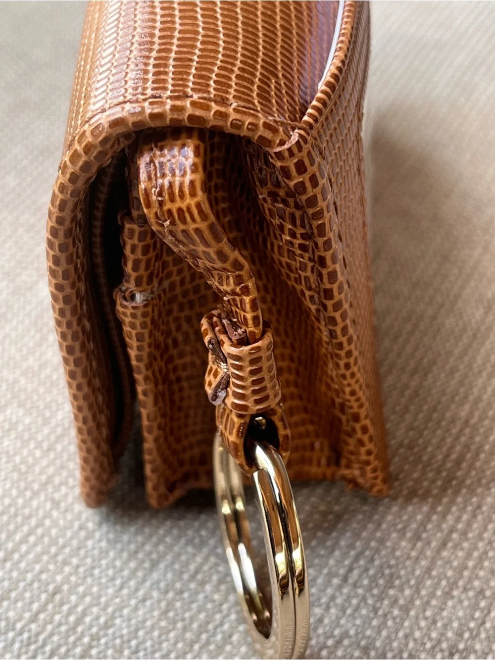 NWT Brahmin MiNI KEY in TOBACCO ALL OVER LIZARD Wallet